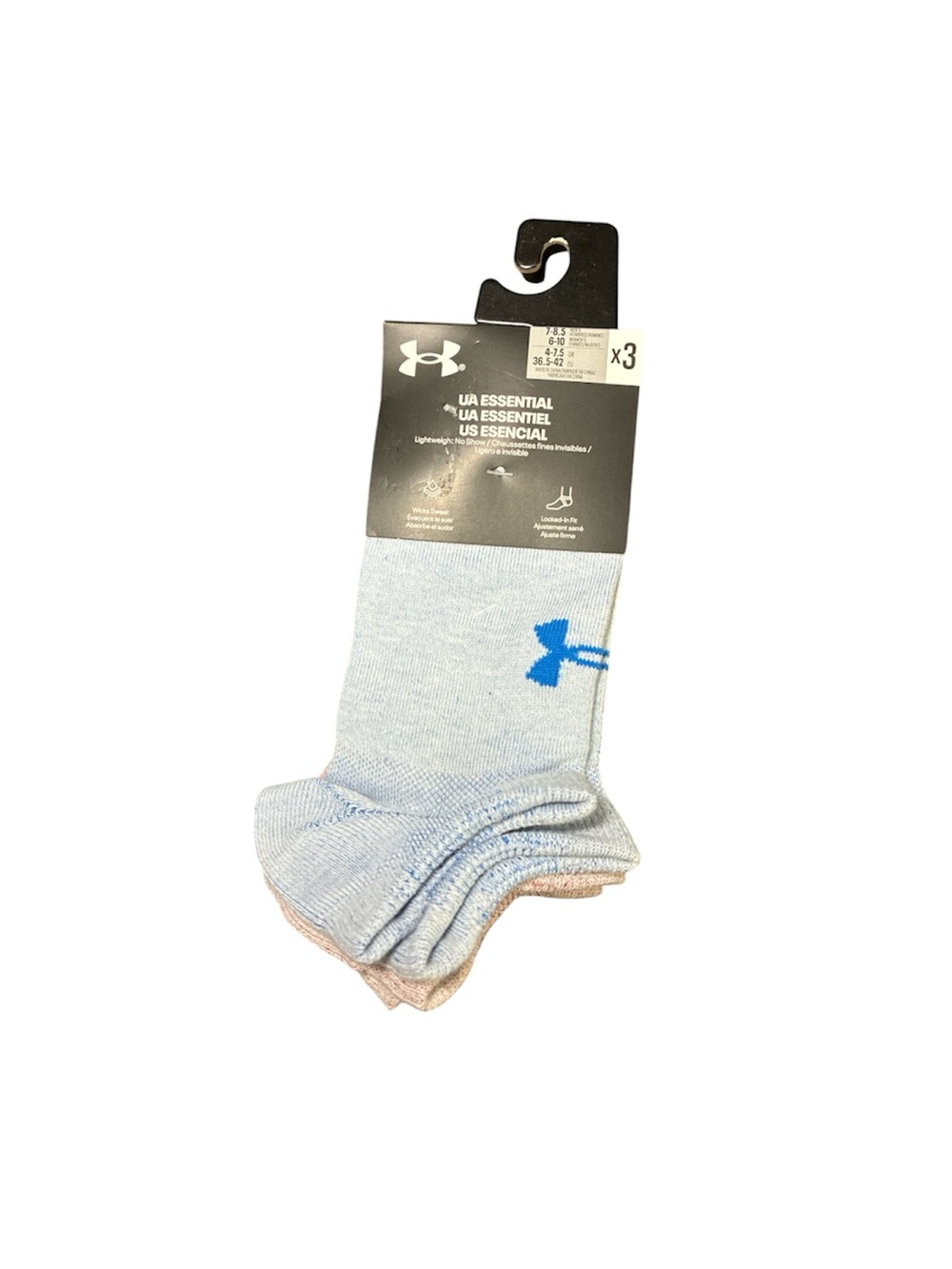 Under Armour UA Essential Light Blue Ankle Socks - 3 Pack medium new